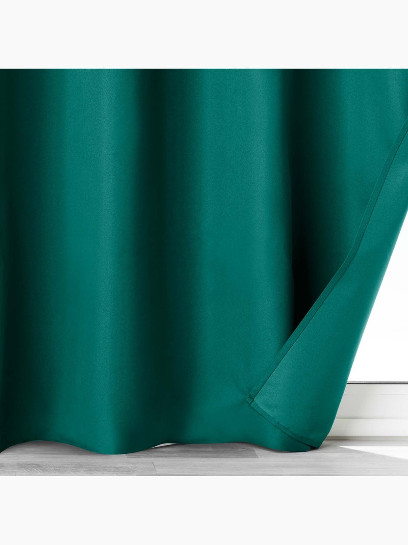 Rideau à oeillets 100% occultant/microfibre unie obscure Vert émeraude - Kiabi