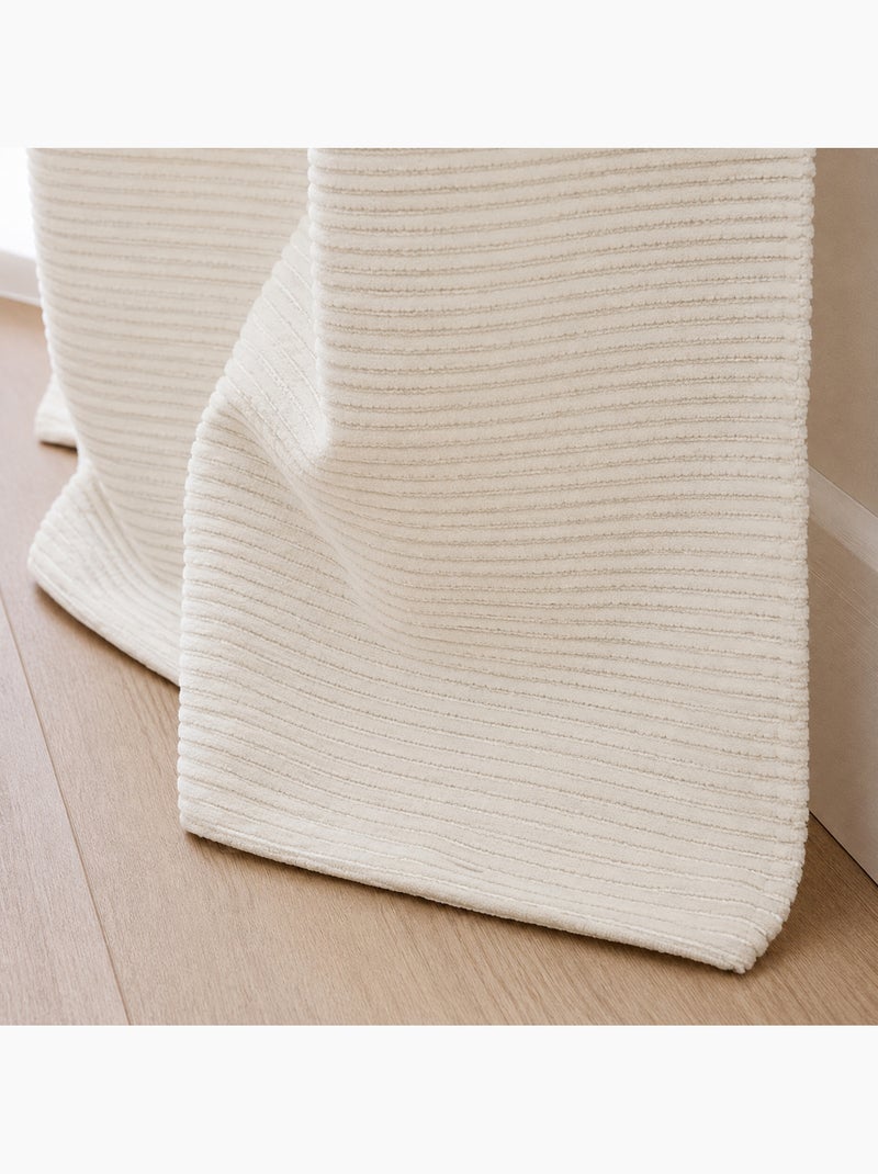 Rideau à œillets 135 x 240 cm velours uni shelby naturel Beige naturel - Kiabi