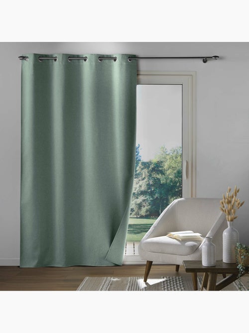 Rideau à œillets 135 x 260 cm – 100% occultant – Tissu chambray uni – Coloris cèdre - Kiabi