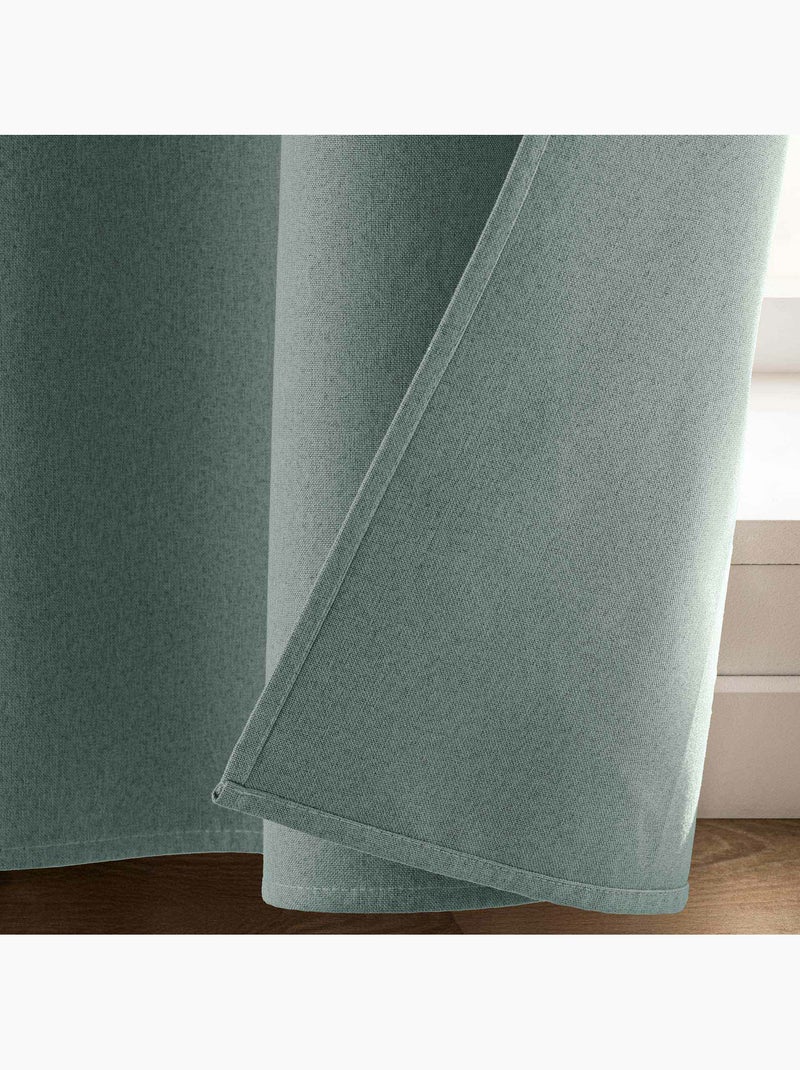 Rideau à œillets 135 x 260 cm – 100% occultant – Tissu chambray uni – Coloris cèdre Vert cèdre - Kiabi