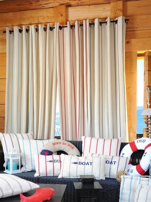 Rideau à œillets 135x260 cm St Trop anthracite coton - Kiabi