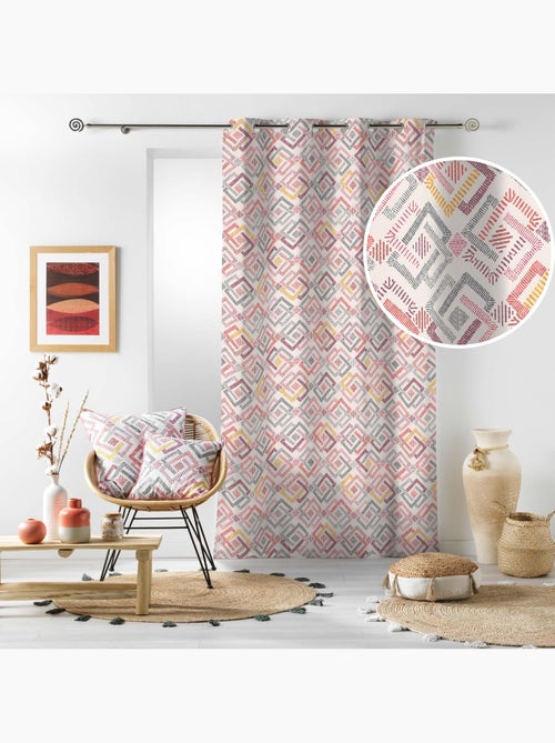 Rideau à œillets 140 x 240 cm – Coton imprimé ZOUALA – Motif graphique coloré - Kiabi Rideau à œillets 140 x 240 cm – Coton imprimé ZOUALA – Motif graphique coloré - Kiabi