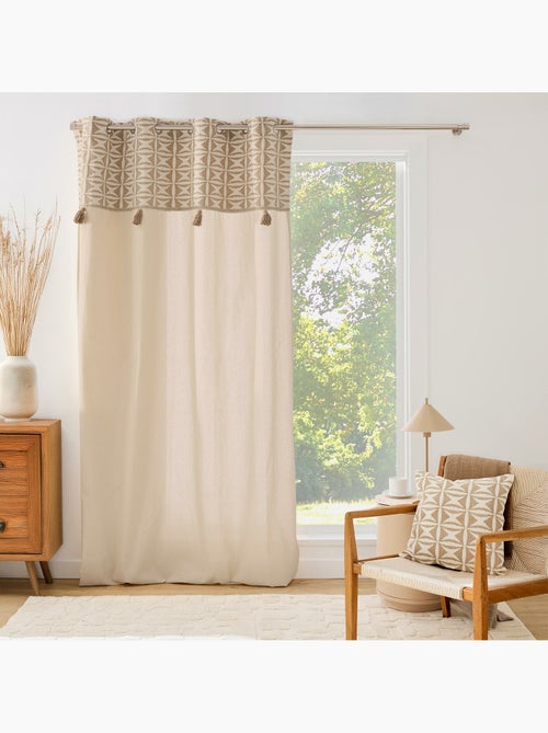 Rideau à œillets 140 x 240 cm coton/polyester haut jacquard à pompons neirobi - Kiabi Rideau à œillets 140 x 240 cm coton/polyester haut jacquard à pompons neirobi - Kiabi