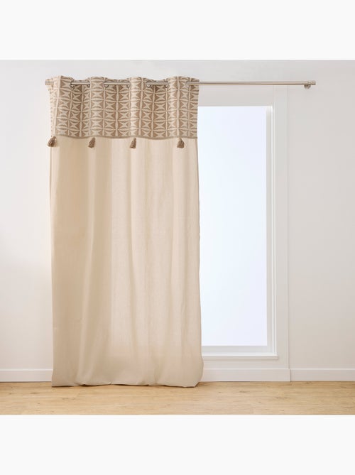 Rideau à œillets 140 x 240 cm coton/polyester haut jacquard à pompons neirobi - Kiabi Rideau à œillets 140 x 240 cm coton/polyester haut jacquard à pompons neirobi - Kiabi