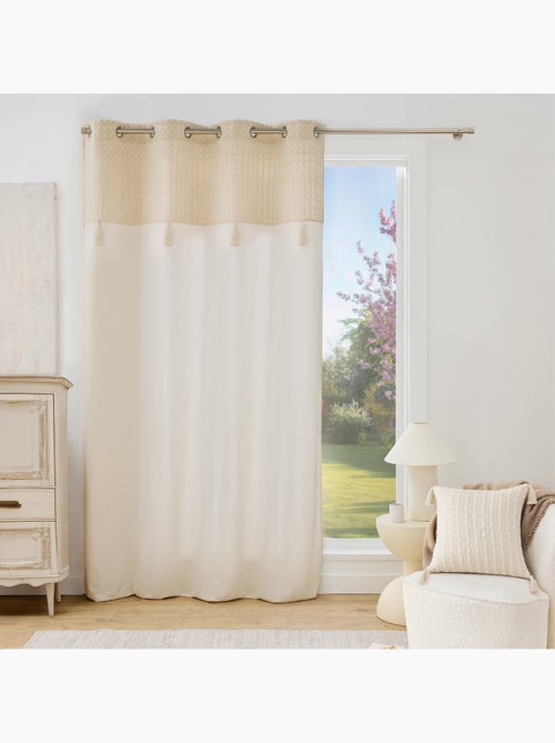 Rideau à œillets 140 x 240 cm perla coton/polyester avec haut jacquard et fils métallisés - Kiabi Rideau à œillets 140 x 240 cm perla coton/polyester avec haut jacquard et fils métallisés - Kiabi