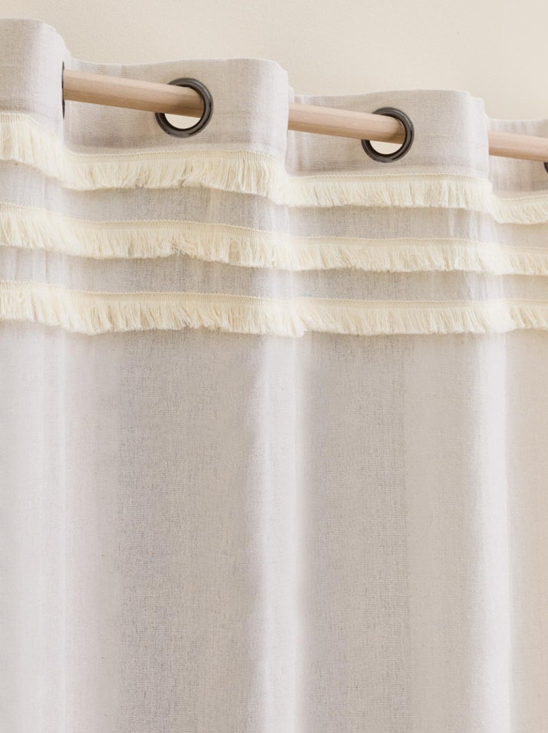 Rideau à Œillets 140 x 240 cm – Polycoton Uni avec Franges – Vertis Naturel Beige - Kiabi