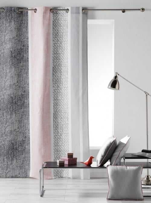 Rideau à oeillets 140 x 240 cm Textilio Rose - Kiabi