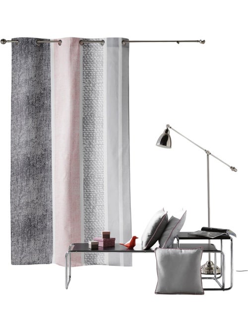 Rideau à oeillets 140 x 240 cm Textilio Rose - Kiabi