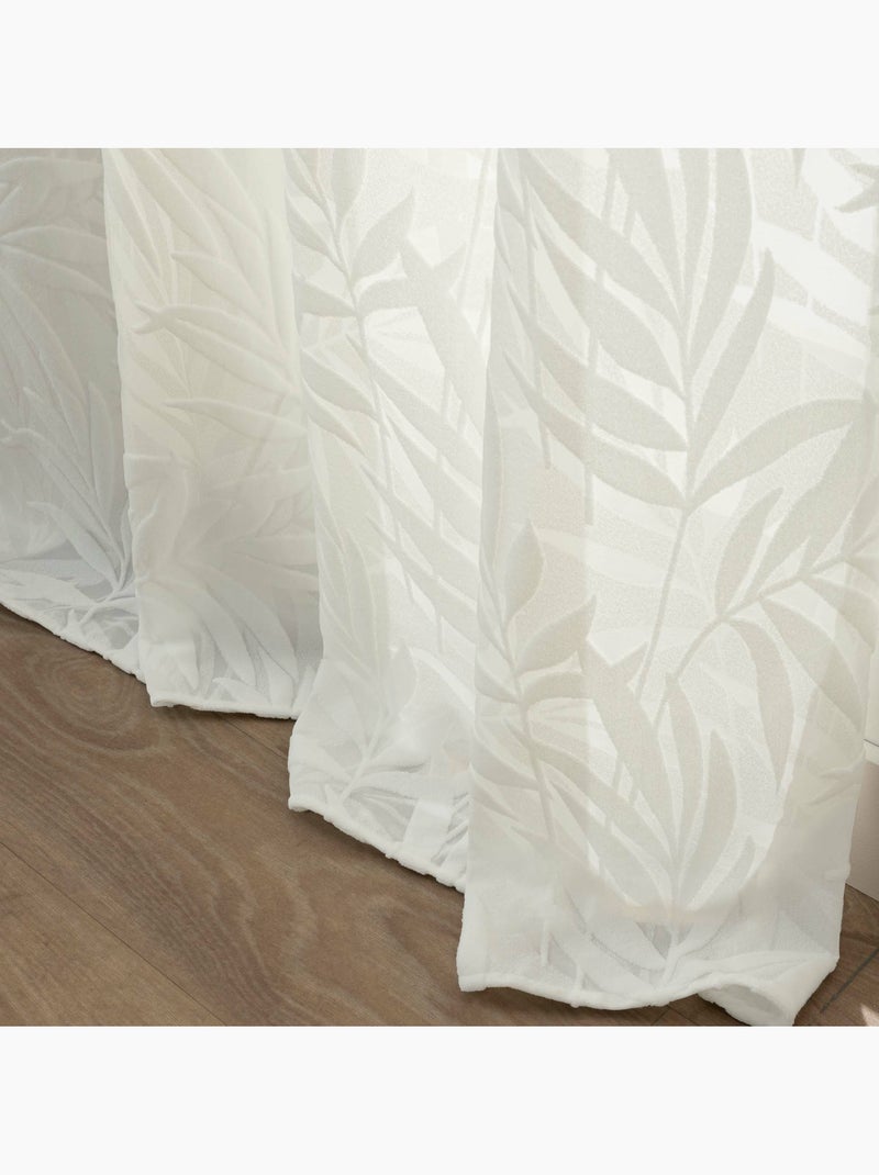 Rideau à œillets 140 x 260 cm - Velours dévoré GALOE Blanc - Kiabi