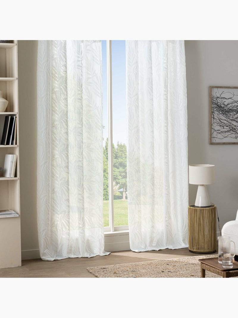 Rideau à œillets 140 x 260 cm - Velours dévoré GALOE Blanc - Kiabi