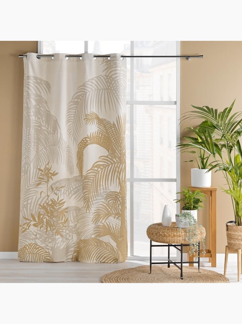 Rideau a oeillets 140 x 260 cm coton/polyester imprime baobab des. place Sans Beige - Kiabi