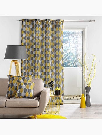 Rideau à oeillets 140 x 260 cm Palpito jaune anthracite