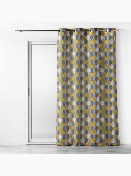Rideau à oeillets 140 x 260 cm Palpito jaune anthracite - Kiabi