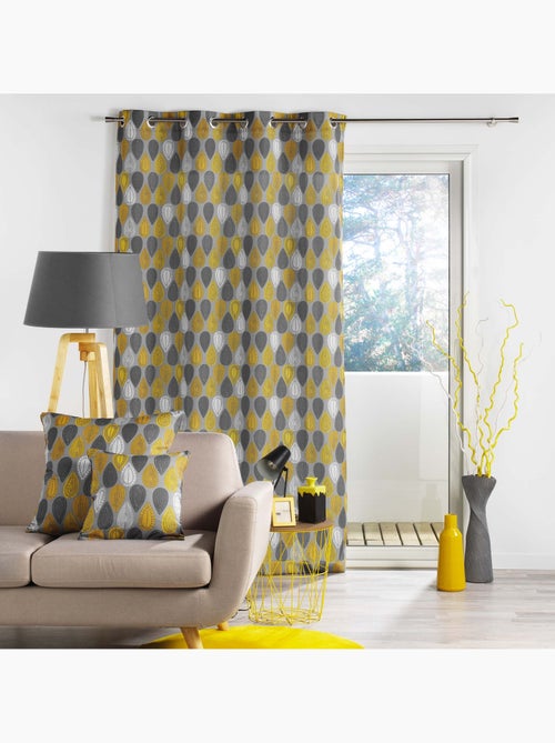 Rideau à oeillets 140 x 260 cm Palpito jaune anthracite - Kiabi
