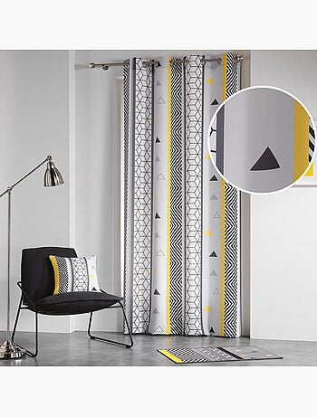 Rideau à œillets 140 x 260 cm – polyester imprimé – yellow mix