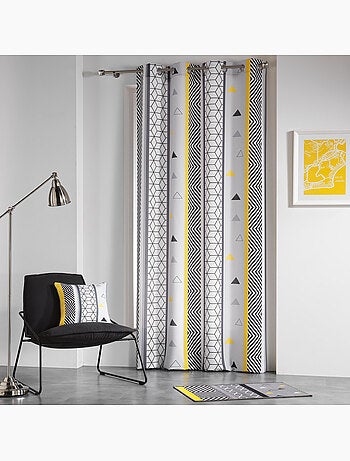 Rideau à œillets 140 x 260 cm – polyester imprimé – yellow mix