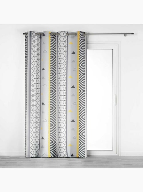 Rideau à œillets 140 x 260 cm – Polyester imprimé – Yellow Mix - Kiabi
