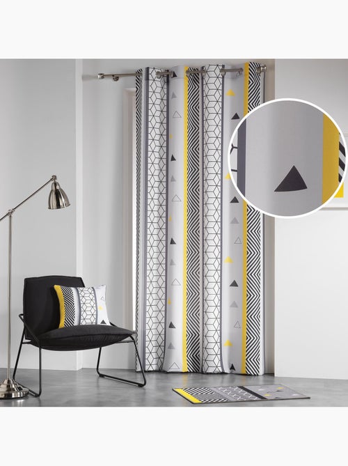 Rideau à œillets 140 x 260 cm – Polyester imprimé – Yellow Mix - Kiabi