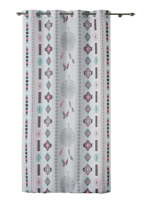 Rideau a oeillets 140 x 260 Indilla blanc menthe - Kiabi