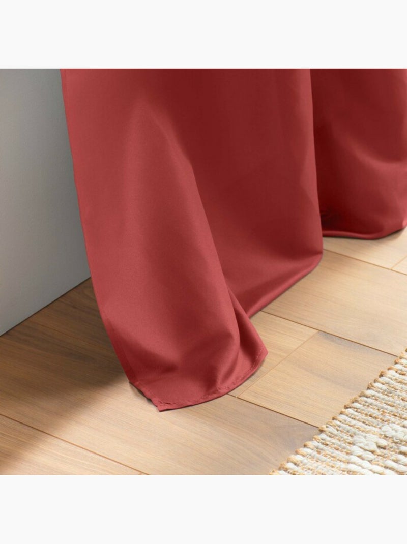 Rideau a oeillets 140 x 280 cm microfibre unie absolu grenade Grenade - Kiabi