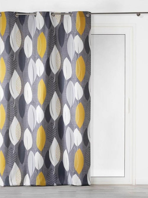 Rideau à œillets 140x240 cm Leafy jaune coton - Kiabi