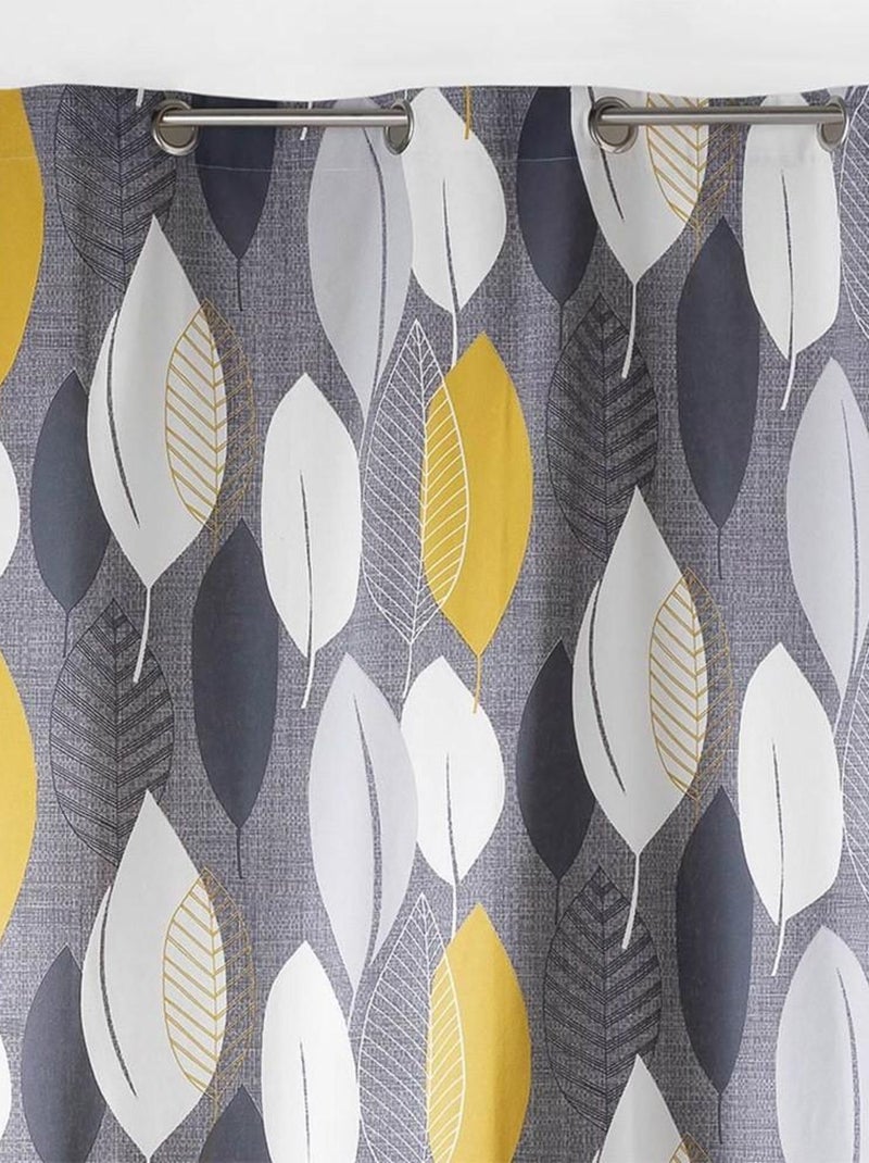 Rideau à œillets 140x240 cm Leafy jaune coton Jaune - Kiabi