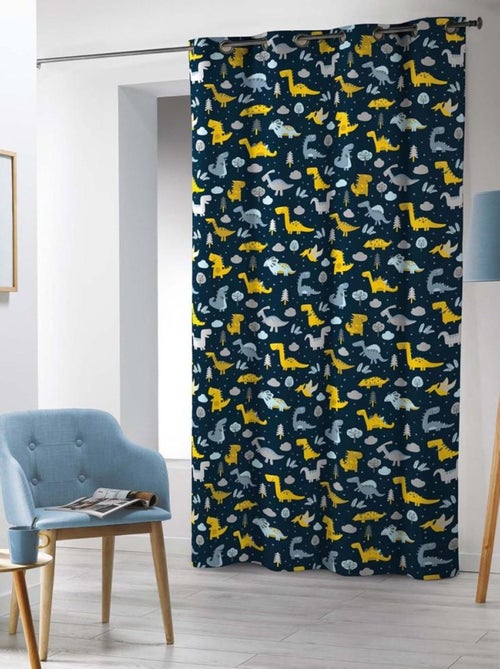 Rideau à œillets 140x240 Dinoblue microfibre - Kiabi