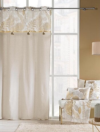 Rideau à œillets 140x240 MELISSE à pompons et top métallisé