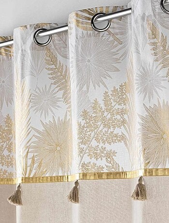 Rideau à œillets 140x240 MELISSE à pompons et top métallisé