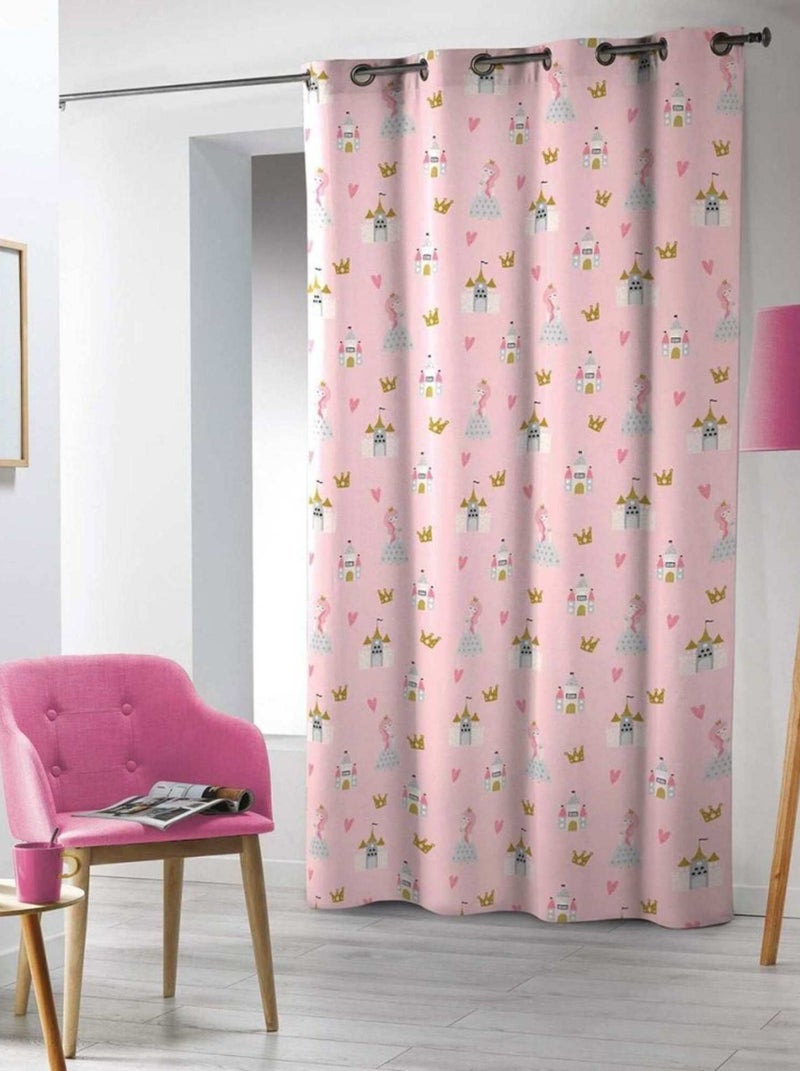 Rideau à œillets 140x240 microfibre Hermine Rose - Kiabi