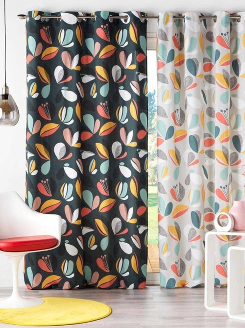 Rideau à œillets 140x240 Panaflore vert coton - Kiabi