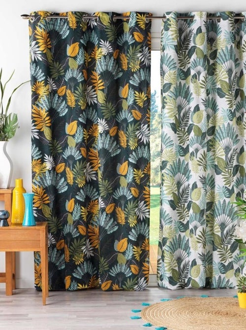 Rideau à œillets 140x240 Panazio bleu coton - Kiabi