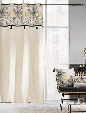 Rideau à œillets 140x240 PAPAYA à pompons et top métallisé