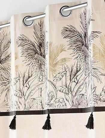 Rideau à œillets 140x240 PAPAYA à pompons et top métallisé