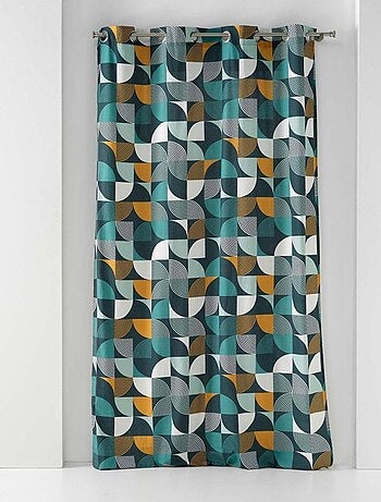 Rideau à œillets 140x240 Rythmo bleu coton