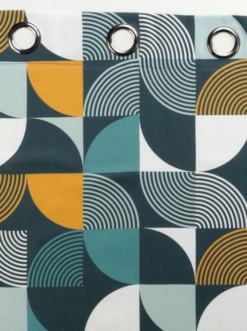 Rideau à œillets 140x240 Rythmo bleu coton - Kiabi