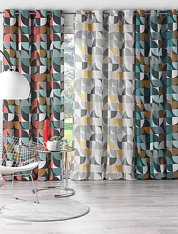 Rideau à œillets 140x240 Rythmo orange coton