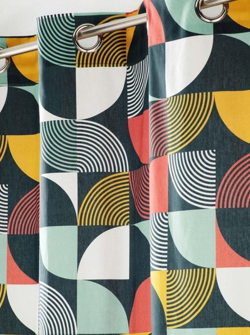 Rideau à œillets 140x240 Rythmo orange coton - Kiabi