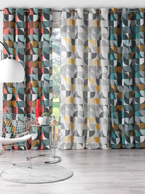 Rideau à œillets 140x240 Rythmo orange coton - Kiabi