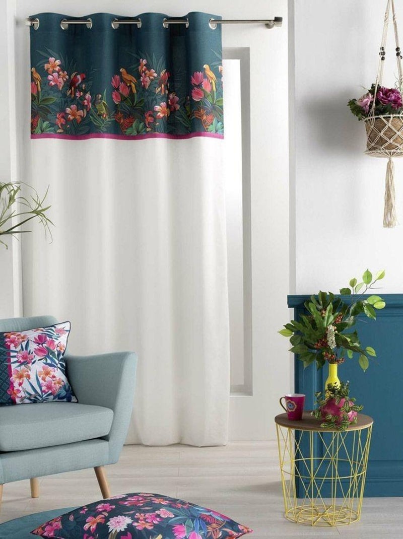 Rideau à œillets 140x240 uni avec top Exotic Paradise Blanc - Kiabi