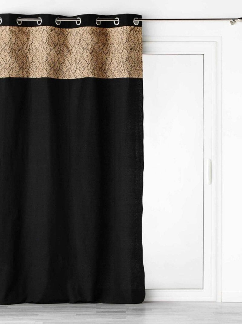 Rideau à œillets 140x240 uni jute Kalinda noir polycoton Noir - Kiabi