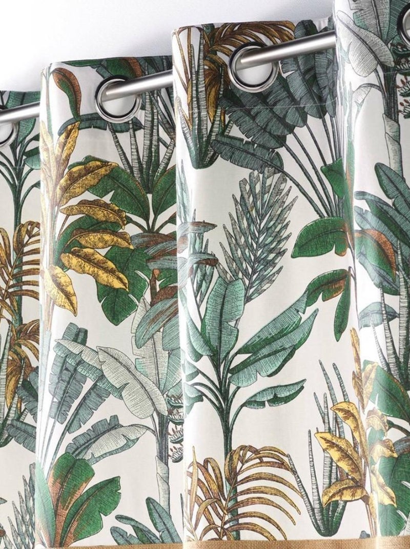 Rideau à œillets 140x240 uni top imprimé jute Balinesia coton Vert - Kiabi