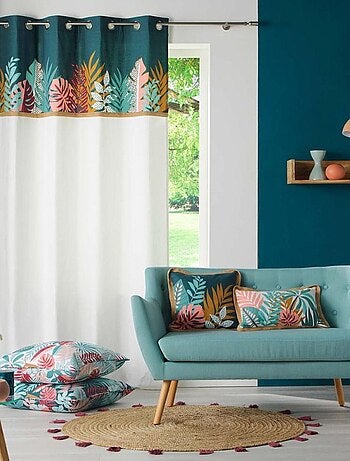 Rideau à œillets 140x240 uni top imprimé jute Jacala coton