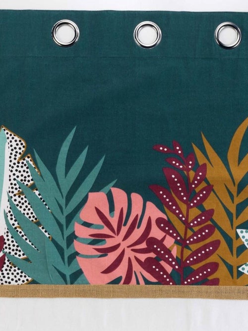 Rideau à œillets 140x240 uni top imprimé jute Jacala coton - Kiabi