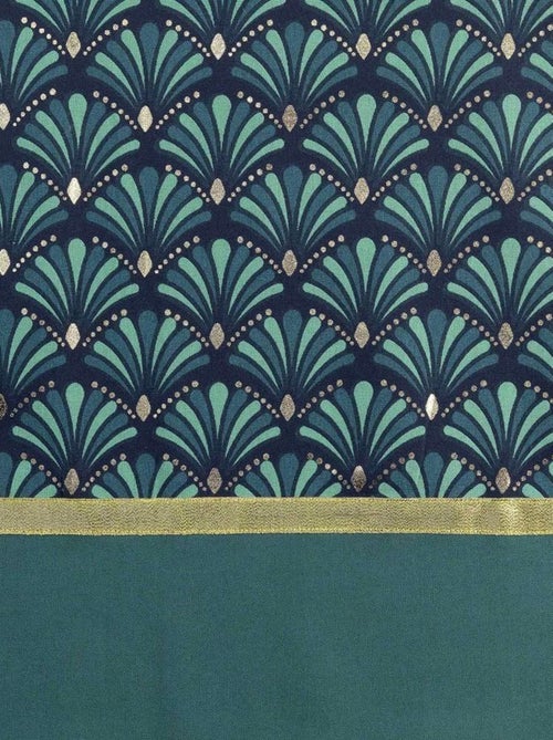 Rideau à œillets 140x240 uni top métallisé Artchic bleu coton - Kiabi