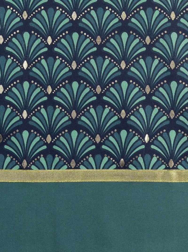 Rideau à œillets 140x240 uni top métallisé Artchic bleu coton Bleu - Kiabi