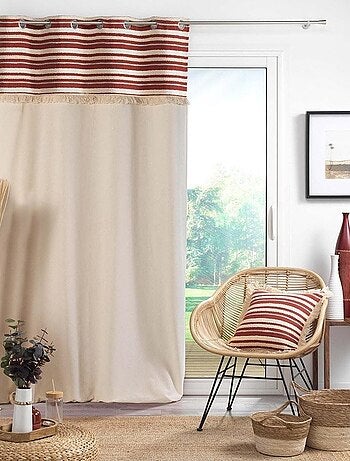 Rideau à œillets 140x240 uni top tissé franges Atlas terracotta coton