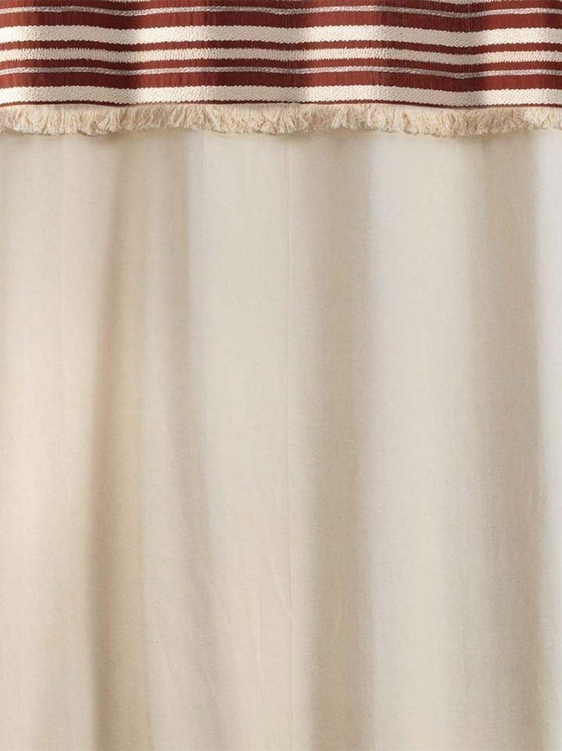 Rideau à œillets 140x240 uni top tissé franges Atlas terracotta coton Blanc - Kiabi