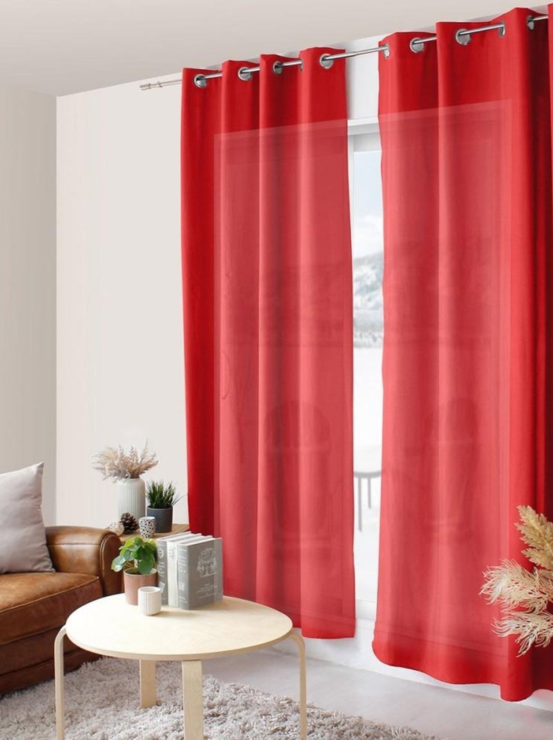 Rideau à œillets 140x240 Zoé rouge Rouge - Kiabi