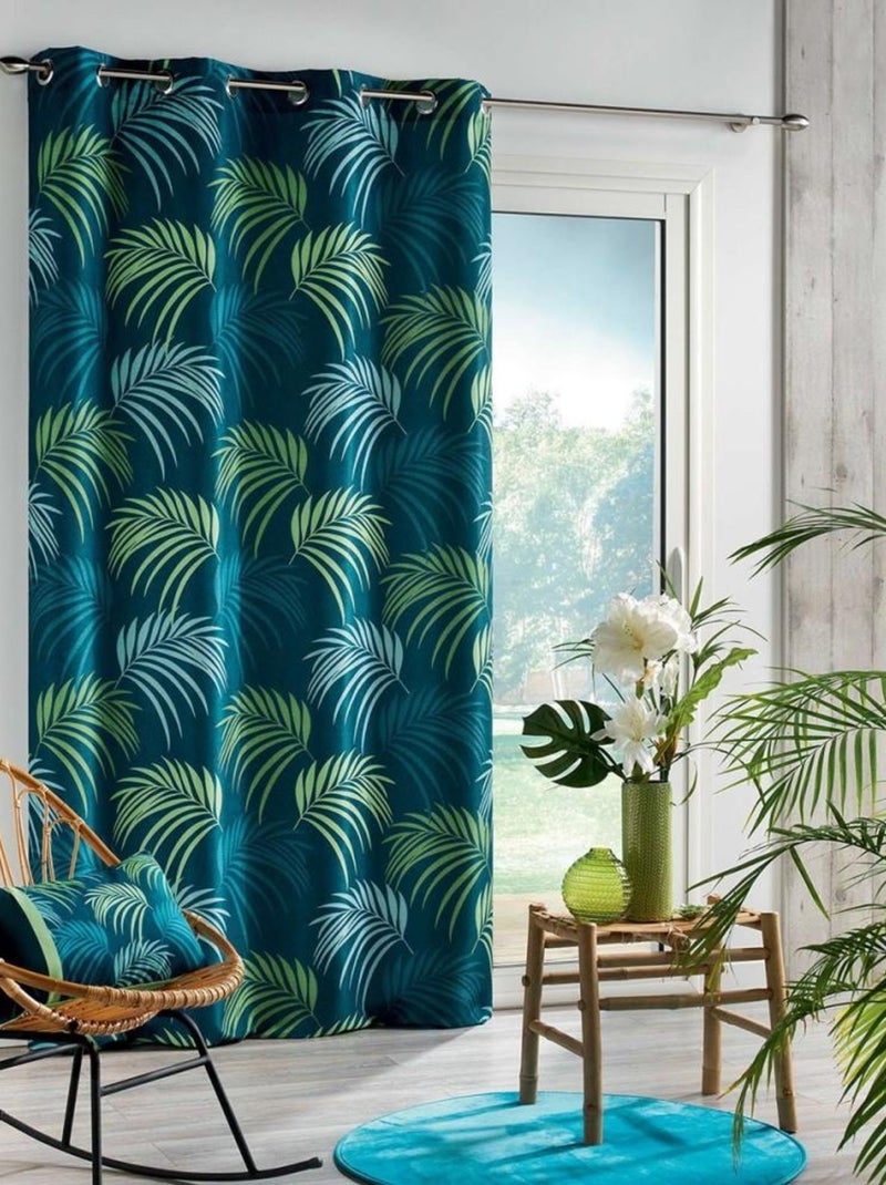 Rideau à œillets 140x260 Blue vegetal bleu Bleu - Kiabi